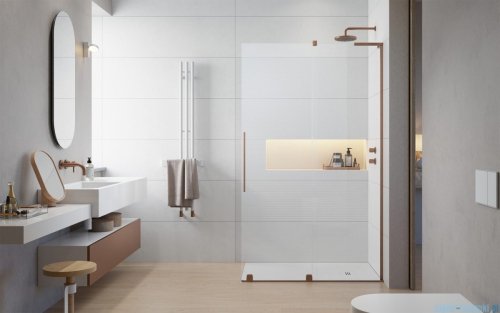 Radaway Furo SL Brushed Copper kabina Walk-in 90x200cm prawa szczotkowana miedź 10306488-93-01R/10110444-01-01