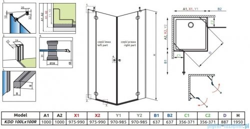 Radaway Torrenta KDD kabina prysznicowa 100x100 przejrzyste 132272-01-01