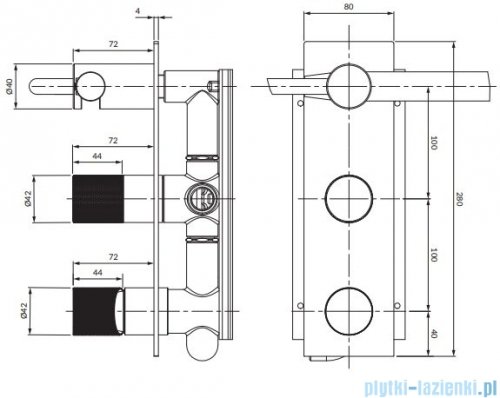 Omnires Contour bateria prysznicowo-wannowa podtynkowa z rączką prysznicową chrom CT8035/1CR