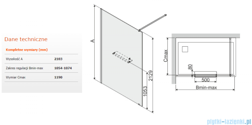 Sanplast Altus PIII/ALTIIa kabina walk-in 110x213 cm przejrzyste 600-121-2951-42-401