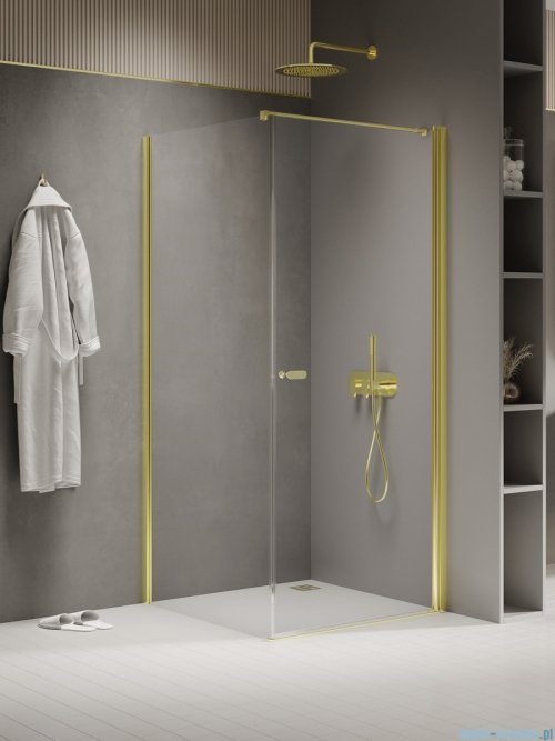 New Trendy New Soleo Light Gold 100x70x195 cm kabina wspornik skośny złoty połysk/szkło przejrzyste K-1845-WP