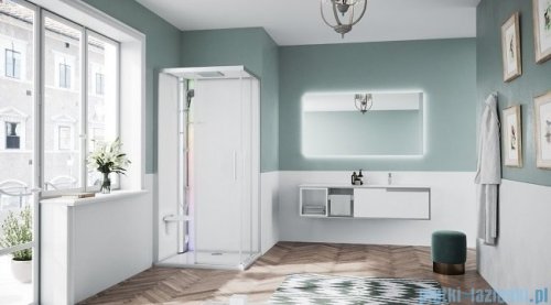 Novellini Glax 1 2.0 kabina z sauna parową 90x70 lewa srebrna  G21A9070ST5-1BB