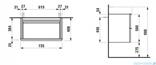 Laufen Space szafka pod umywalkę 73x38 cm biały mat H4101821601001