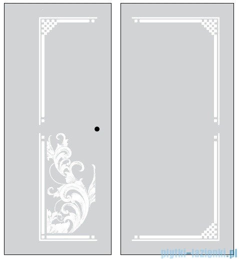 Kerasan Kabina prostokątna prawa, szkło dekoracyjne piaskowane, profile brązowe 80x96 Retro 9141P3