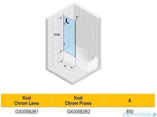Riho Scandic NXT X108 parawan nawannowy lewy czarny 85x150cm G001139121