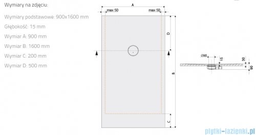 Sanplast Structure Mineral B-M/STRUCTURE brodzik prostokątny 90x160x1,5 cm mat czerni  645-360-0590-59-010
