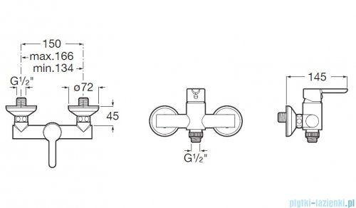 Roca Carelia bateria natryskowa chrom A5A218AC0K