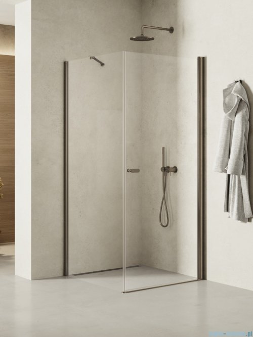 New Trendy New Soleo Gunmetal Brushed 80x70x195 cm kabina wspornik skośny grafit szczotkowany/szkło przejrzyste K-2131