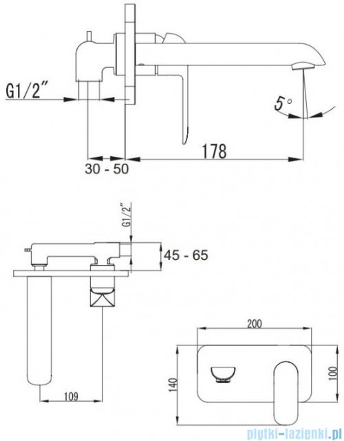 Omnires Sacramento bateria umywalkowa podtynkowa czarny mat SC2315BL