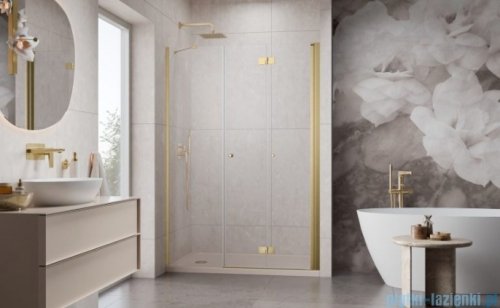 Radaway Nes Brushed Gold DWSB drzwi wnękowe 130cm W3 prawe złoto szczotkowane szkło przejrzyste 10044850-99-01R/10045450-01-01