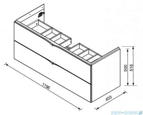 rysunek techniczny Oristo Siena szafka podumywalkowa wisząca 120x50x45cm biały połysk OR45-SD2S-120-1
