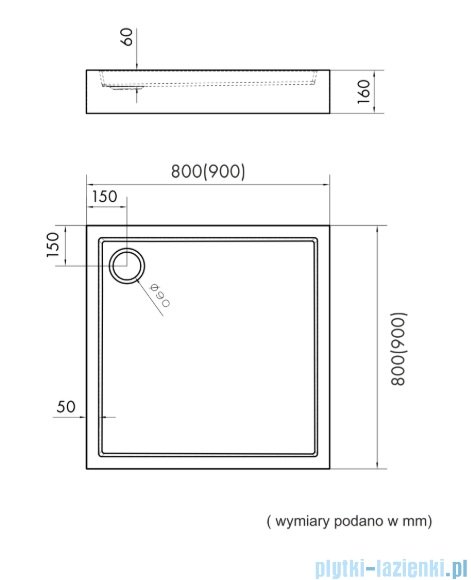 Schedpol Schedline Favory Plus brodzik kwadratowy 80x80x16cm Biały 3ST.F1K-8080