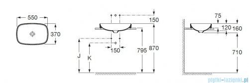 Roca FINECERAMIC umywalka wpuszczana w blat cienkościenna Soft 55x37 biała SUPERGLAZE  A327504S00
