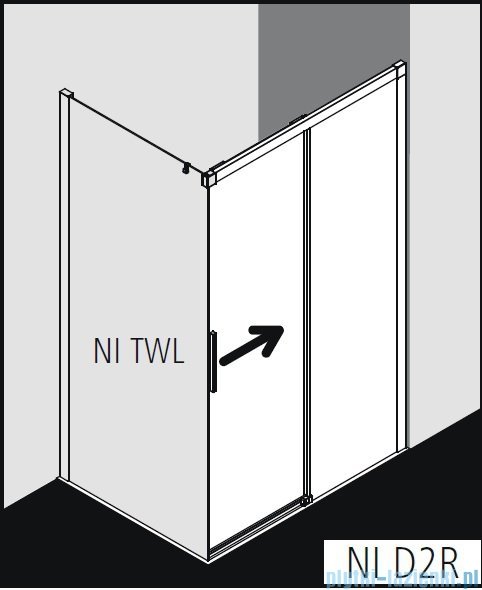 Kermi Nica drzwi przesuwne 2-częściowe z polem stałym prawe 130 cm NID2R13020VPK
