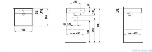 Laufen Kartell umywalka ścienna z ukrytym liniowym odpływem 46x46cm czarny mat H8183317161111