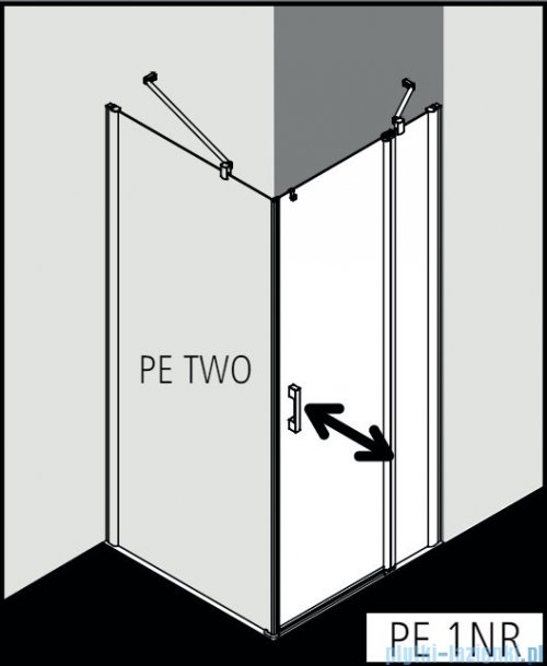 Kermi Pega drzwi wahadłowe 1-skrzydłowe z polem stałym 100 cm prawe przejrzyste PE1NR10020VPK