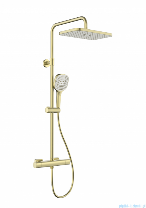KFA MALAGA BRUSHED LIGHT GOLD deszczownia z baterią termostatyczną złoty szczotkowany 5756-910-31