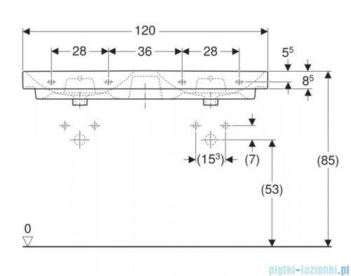 Geberit Smyle Square Umywalka podwójna 120cm KeraTect 500.223.01.8