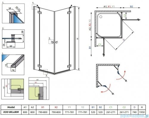 Radaway Almatea Kdd Kabina kwadratowa 80x80 szkło brązowe 32162-01-08N