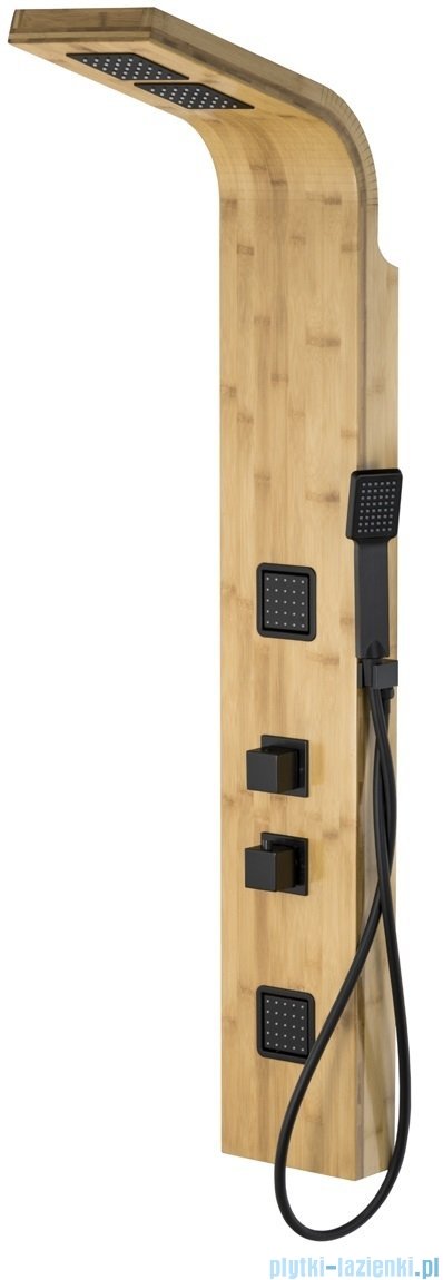 Corsan Bao panel natryskowy z termostatem czarny drewno bambusowe B-022TBC