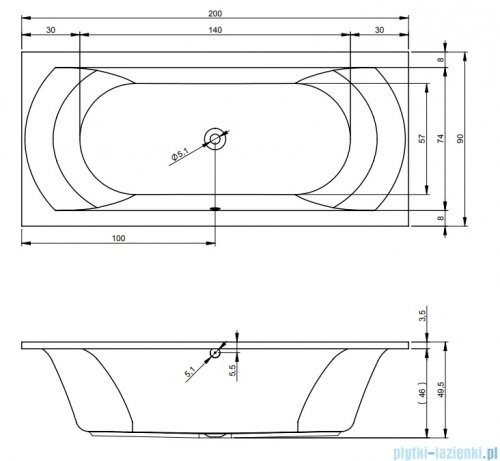 Riho Lima wanna prostokątna 200x90cm z hydromasażem Joy lewa B054009005