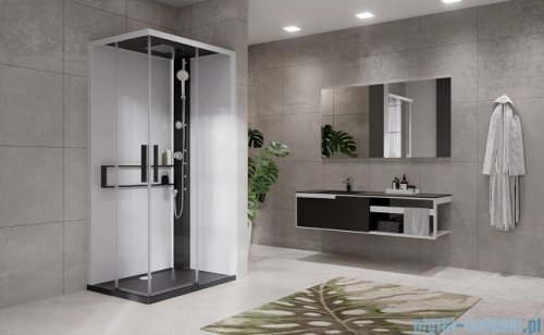 Novellini Glax 2 2.0 kabina z hydromasażem 100x80 prawa czarna G22A108DM1-1HU