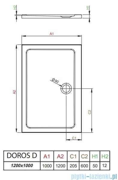 Radaway Doros D Stone brodzik 120x100x5 antracyt SDRD1210-01-64S