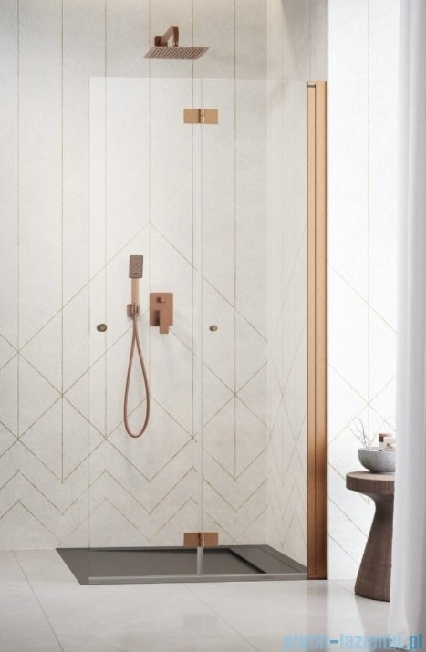 Radaway Nes 6 Brushed Copper KDD B kabina walk-in 100cm prawa szczotkowana miedź szkło przejrzyste 10024100-93-01R