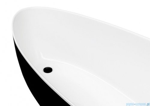 Besco Goya XS B&amp;W 142x62cm wanna wolnostojąca biało-czarna MATOWA+ odpływ klik-klak chrom czyszczony od góry #WMMC-140GKC