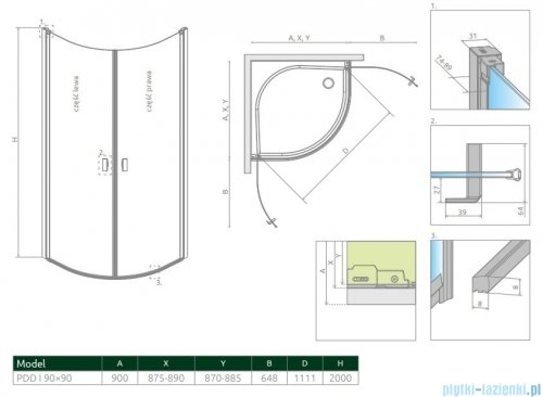 Radaway Nes PDD I kabina 90x90cm szkło przejrzyste 10020090-01-01L/10020090-01-01R