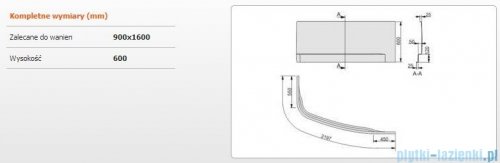 Sanplast Free Line obudowa do wanny prawa 90x160cm biała 620-040-1140-01-000