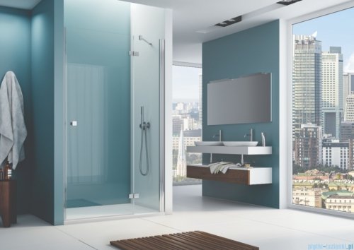 Ronal ANNEA AN13 Drzwi jednoczęściowe ze ścianką stałą w linii 100x200cm prawe srebrny połysk AN13D10005007