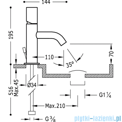 Tres Study Exclusive bateria umywalkowa chrom 26190301D