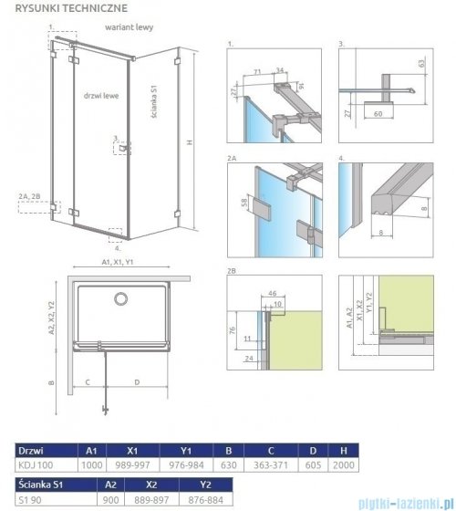 Radaway Essenza Pro White Kdj kabina 100x100cm lewa szkło przejrzyste 10097100-04-01L/10098100-01-01