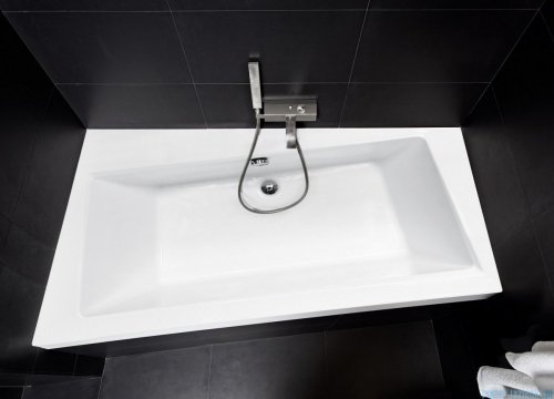 Besco Infinity 150x90cm wanna asymetryczna lewa + obudowa CZARNY mat + syfon CZARNY #WAI-150-NL/OAI-150-NSC/19975