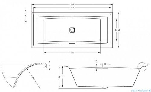 Riho Still Square wanna prostokąta 180x80cm z hydromasażem FLOW lewa B099019005