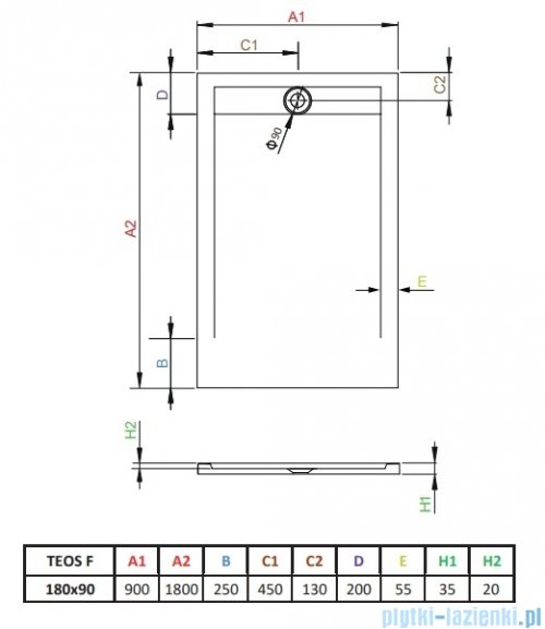Radaway Teos F brodzik 180x90cm czarny HTF18090-54