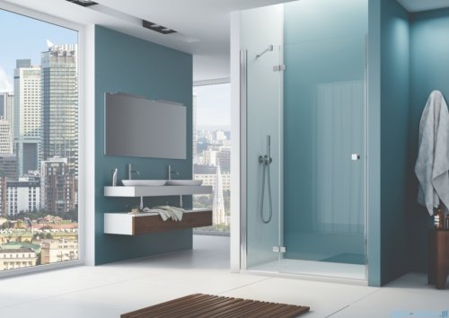 Ronal ANNEA AN13 Drzwi jednoczęściowe ze ścianką stałą w linii 75x200cm lewe srebrny połysk AN13G075007