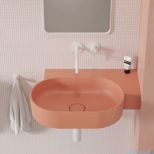  Omnires Ovo M+ umywalka nablatowa/wisząca prawa 66x44 cm coral mat OVO645UWPCO
