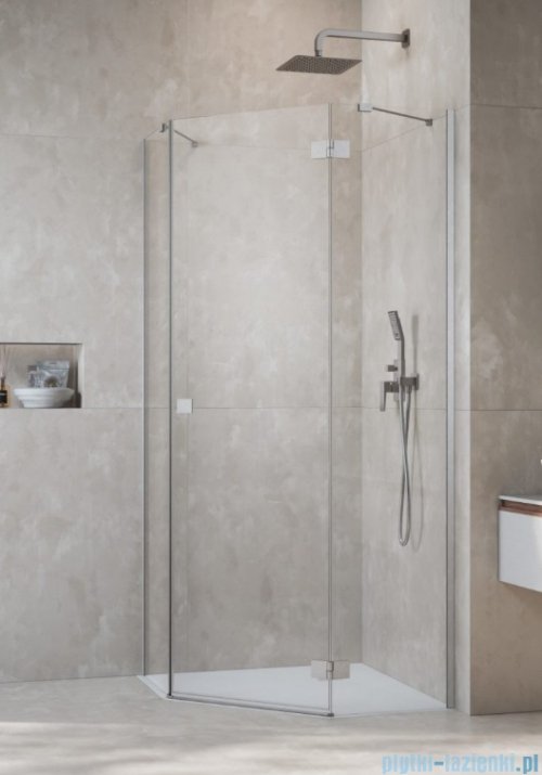 Radaway Essenza 8 Brushed Nickel Ptj kabina pięciokątna 80x80cm prawa szczotkowany nikiel 10490000-91-01R/10490100-01-01