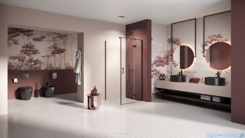 New Trendy Nesta Black kabina 90x80x200 cm prawa wspornik równoległy przejrzyste K-3733