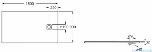 Roca Magma 160x90cm brodzik prostokątny kompozytowy STONEX CZARNY APE0164038403400