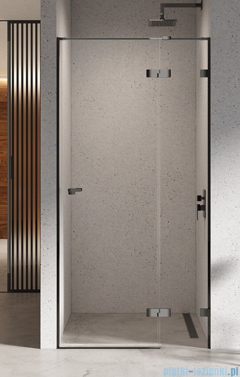 New Trendy Eventa Black Chrome drzwi wnękowe pojedyncze 120x200 cm przejrzyste prawe czarny połysk EXK-6136