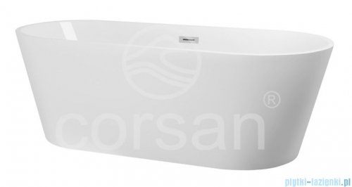 Corsan Salina wanna wolnostojąca 160x75 cm biała + syfon klik-klak E-026L