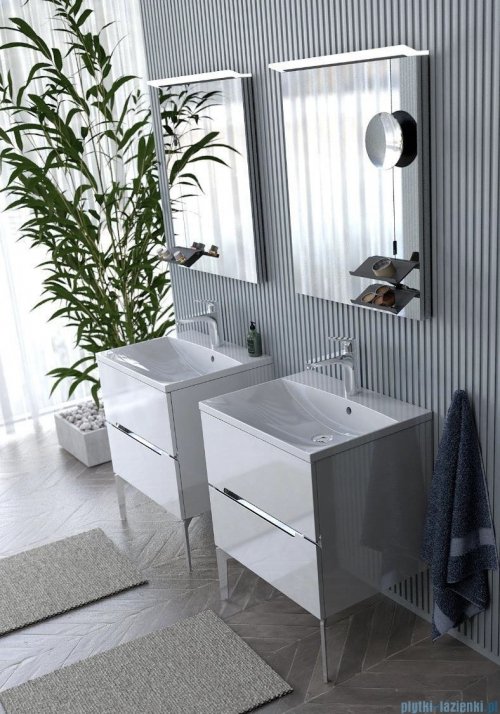 Oristo Silver Uni szafka podumywalkowa wisząca 60x50x46cm biały połysk OR33-SD2S-60-1-V3