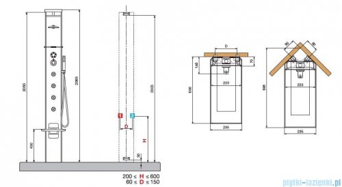 Novellini Aqua 1 Cascata 3 panel prysznicowy biały bateria mechaniczna CASC3VM-A