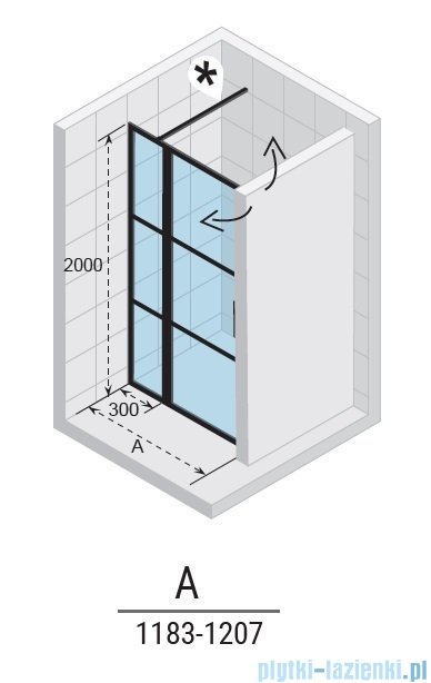 Riho Grid GB104 drzwi prysznicowe 120x200cm czarne G004005121