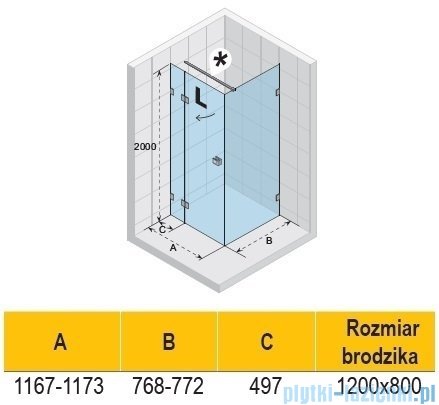 Riho Scandic NXT X203 kabina prysznicowa prawa 120x80cm chrom G001064120