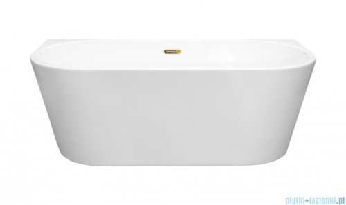 Besco Vica New wanna 150x80cm wolnostojąca przyścienna z przelewem szczelinowym slim syfon klik-klak złoty #WAS-150VNZL