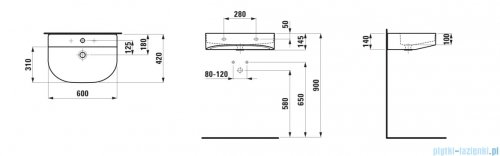 Laufen Sonar umywalka ścienna 60x42cm biała H8163420001041